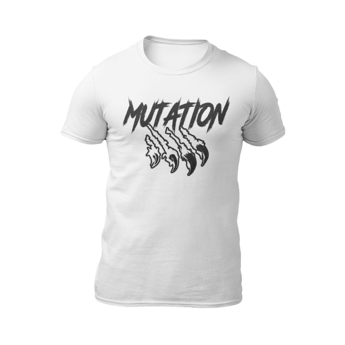 T-Shirt à Col Rond Pour Hommes Blanc Avec Imprimé Mutation Noir