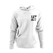 Charger l&#39;image dans la galerie, Hoodie blanc pour homme avec logo MT noir
