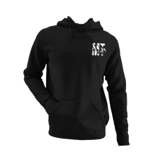 Charger l&#39;image dans la galerie, Hoodie noir pour femme avec logo MT blanc
