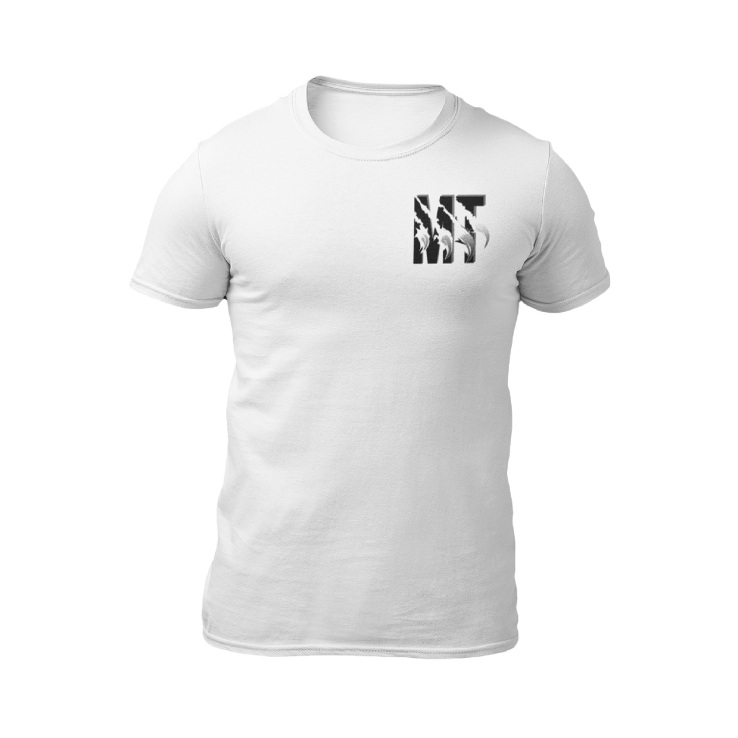 T-Shirt à Col Rond Pour Hommes Blanc Avec Logo MT Noir