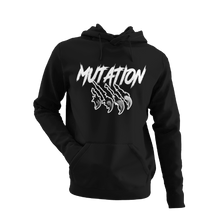 Charger l&#39;image dans la galerie, Hoodie noir pour femme avec logo Mutation blanc
