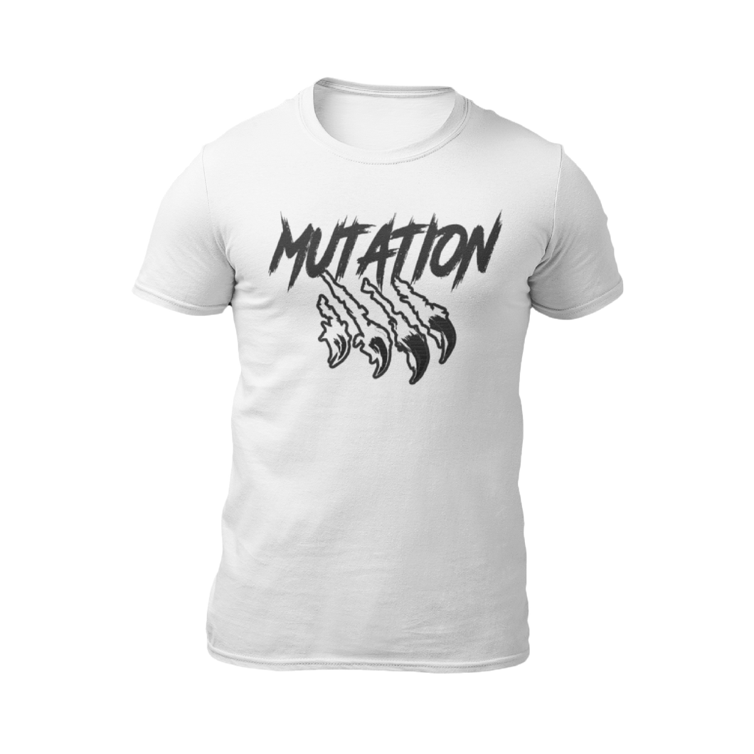 T-Shirt à Col Rond Pour Hommes Blanc Avec Imprimé Mutation Noir